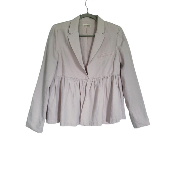 Ulla Johnson Lavender Amadie Peplum Ruffled Twill Hook Closure Blazer Size 4 - Picture 3 of 12